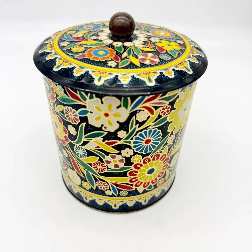 Vintage Daher Floral Tin Canister Box Made In England 11101